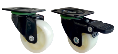 50mm PP Wheel Castors Set of 4 - Plate Type - (2 Revolving + 2 Brake type)